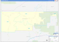 Rio Blanco County, CO Wall Map Zip Code Basic Style 2024